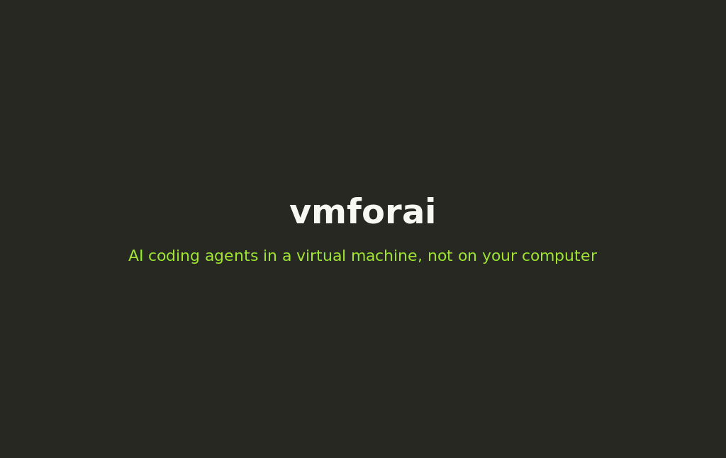 vmforai: the command line (a task, then undo), the terminal UI with all five agents in tabs, the phone giving a VM a task, and a VM's desktop in the browser